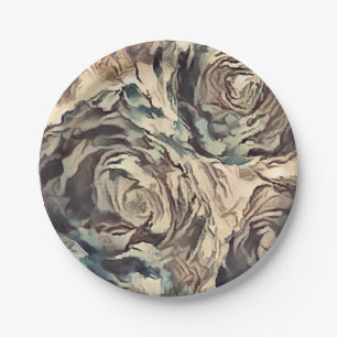 Assiettes En Carton Brush art Abstrait texturé rose imprimé brun bei