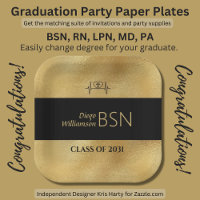 BSN NURSE Graduation RN LPN Nom Black Faux Gold