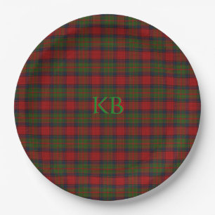 Assiettes En Carton Buccleuch Tartan officiel avec monogramme / initia