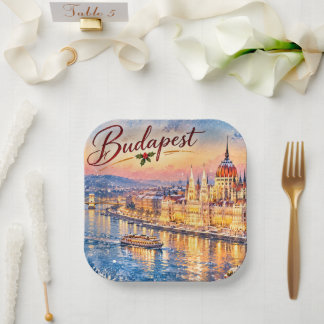 Assiettes En Carton Budapest Hongrie Danube Parlement Noël