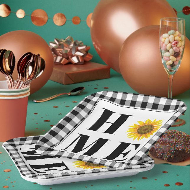 Assiettes En Carton Buffalo check tournesol "Accueil" (Multi)