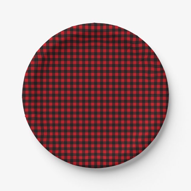 Assiettes En Carton Buffalo Plaid Boho Russe Cabine (Devant)