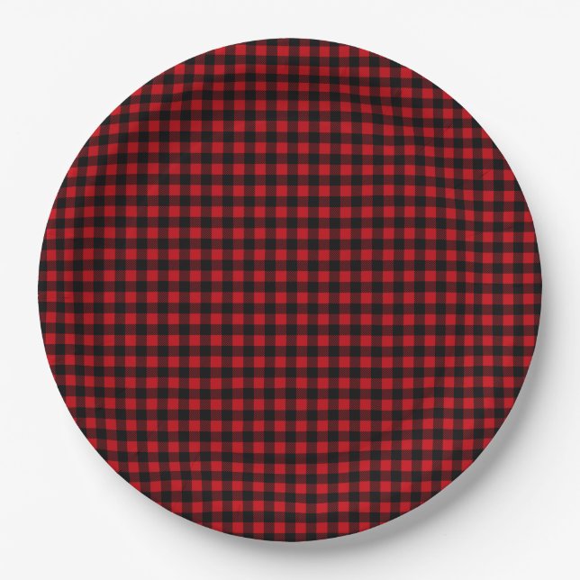Assiettes En Carton Buffalo Plaid Russe Cabine (Devant)
