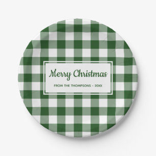 Assiettes En Carton Buffle Blanc Vert Noël Vérifiez Votre Nom