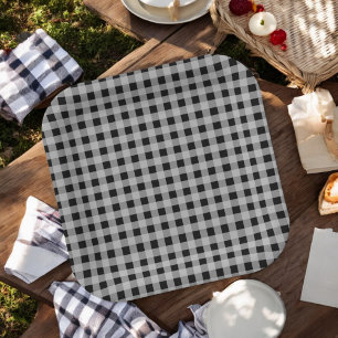 Assiettes En Carton Buffle gris noir Plaid Holiday