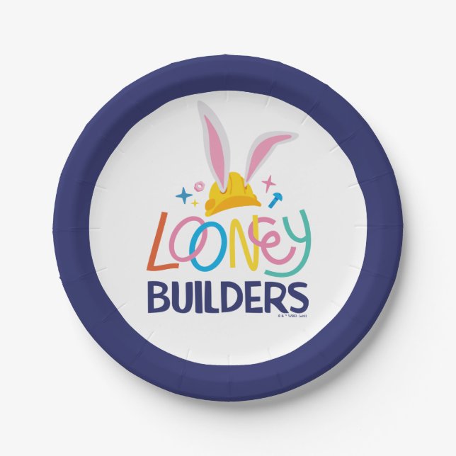 Assiettes En Carton BUGS BUNNY BUILDERS™| Hard Hat Stacked Logo (Devant)