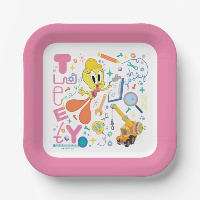 Assiettes En Carton BUGS BUNNY BUILDERS™| Outils de travail de TWEETY™ (Recto)