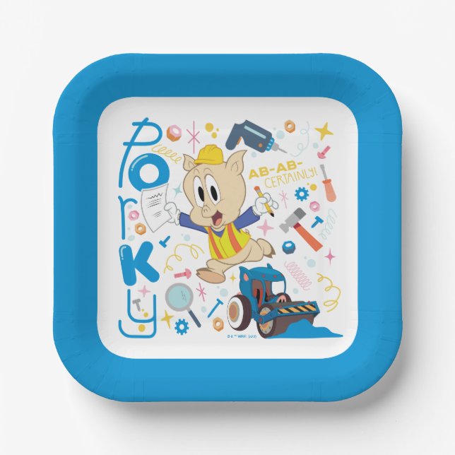 Assiettes En Carton BUGS BUNNY BUILDERS™| Porky Pig Work Tools (Recto)