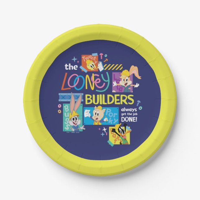 Assiettes En Carton BUGS BUNNY BUILDERS™| The Looney Builders Collage (Devant)
