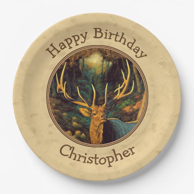 Assiettes En Carton Bull Elk Automne jaune (Devant)