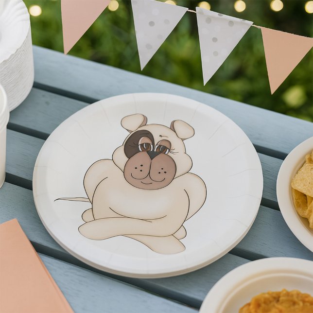 Assiettes En Carton Bulldog avec les grands yeux (Créateur téléchargé)