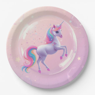 Assiettes En Carton Bulle Unicorne
