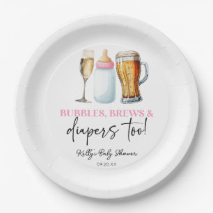 Assiettes En Carton Bulles Boissons et Couches Aussi ! Baby Shower