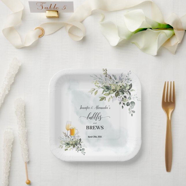 Assiettes En Carton Bulles et brasseries (Mariage)