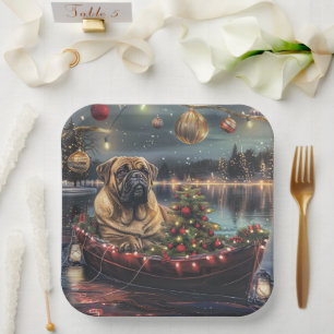 Assiettes En Carton Bullmastiff Noël Festive Voyage