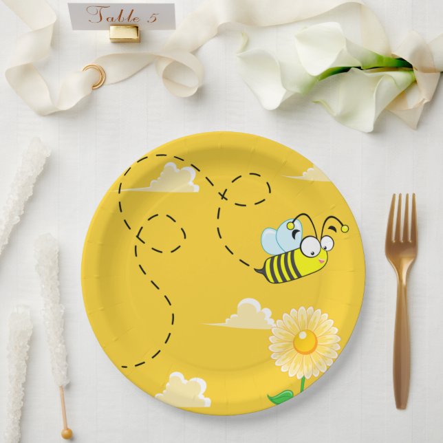 Assiettes En Carton Bumble Bee Honey Anniversaire Jour Fête Jaune (Mariage)