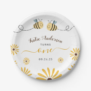 Assiettes En Carton Bumblebebe jaune et tournesol premier anniversaire