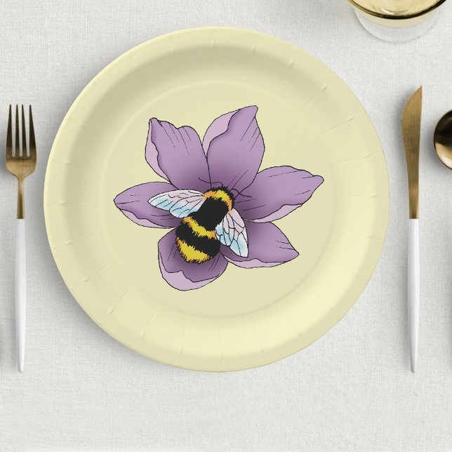 Assiettes En Carton Bumblebebebe Lavender Fleur Jaune (Créateur téléchargé)