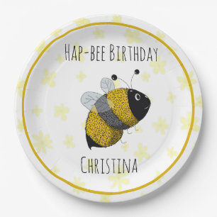 Assiettes En Carton Bumblebee mignonne Jaune et Noir Anniversaire de
