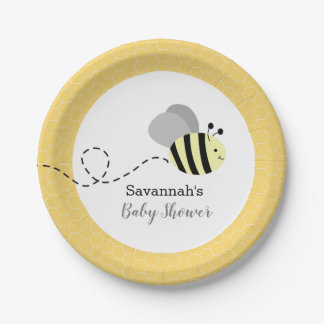 Assiettes En Carton Bumer Bee Grey et Jaune Personnalisé