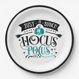 Assiettes En Carton Bunch de Hocus Pocus Halloween Typographie TURQUOI