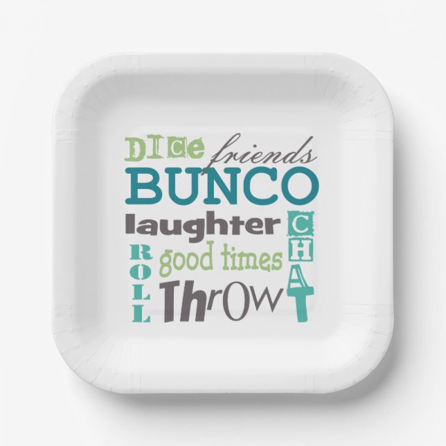 Assiettes En Carton Bunco Fun Typographie Mots (Recto)