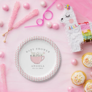 Assiettes En Carton Bunnies roses douces dans un Baby shower de coupe