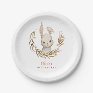 Assiettes En Carton Bunny Baby shower Floral rose