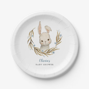 Assiettes En Carton Bunny Blue Floral Baby shower