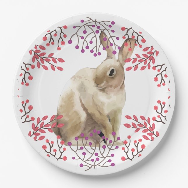 Assiettes En Carton Bunny de Pâques Moderne (Devant)