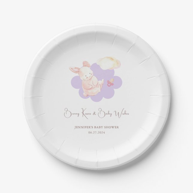 Assiettes En Carton Bunny Dreams Baby shower violet (Devant)