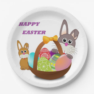 ASSIETTES EN CARTON BUNNY "HAPPY EASTER"