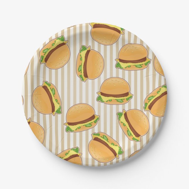 Assiettes En Carton Burger mignon Imprimer Plaque en papier pour la fê (Devant)