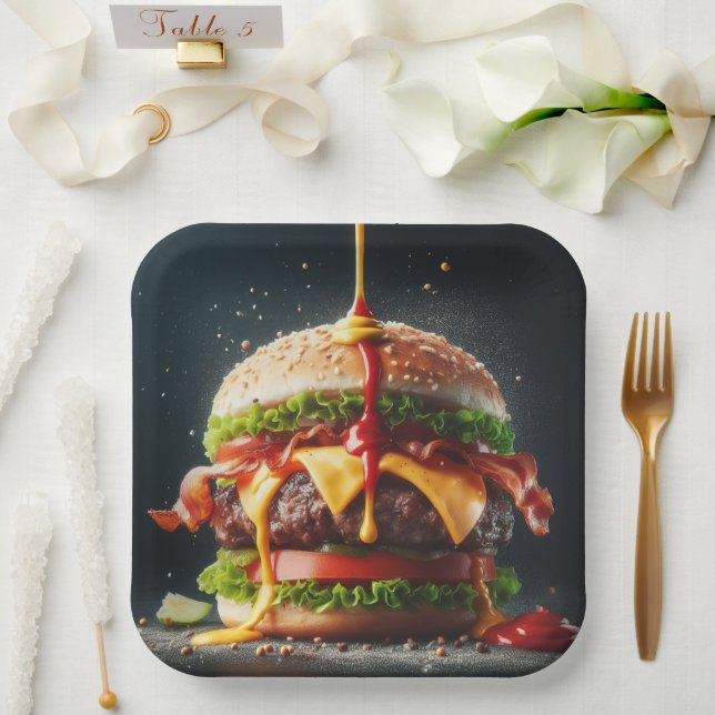 Assiettes En Carton Burger with splashing sauce (Mariage)