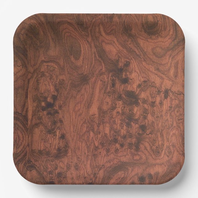 Assiettes En Carton Burl Mahogany Wood Texture (Recto)