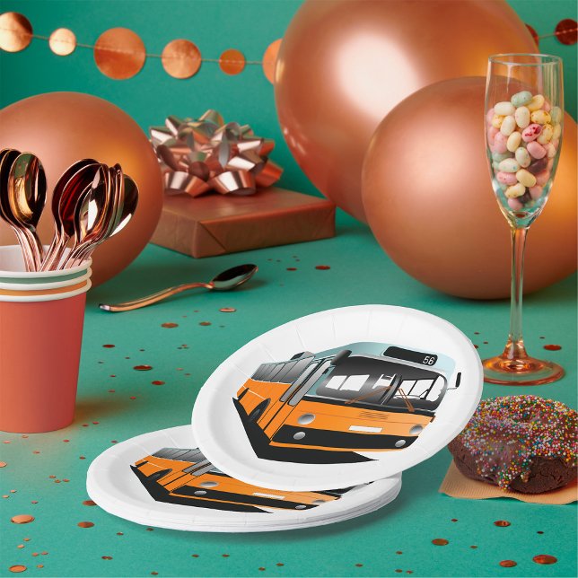 Assiettes En Carton Bus orange (Créateur téléchargé)