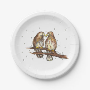 Assiettes En Carton Buse à queue rouge Oiseaux de Noël dans les tôles