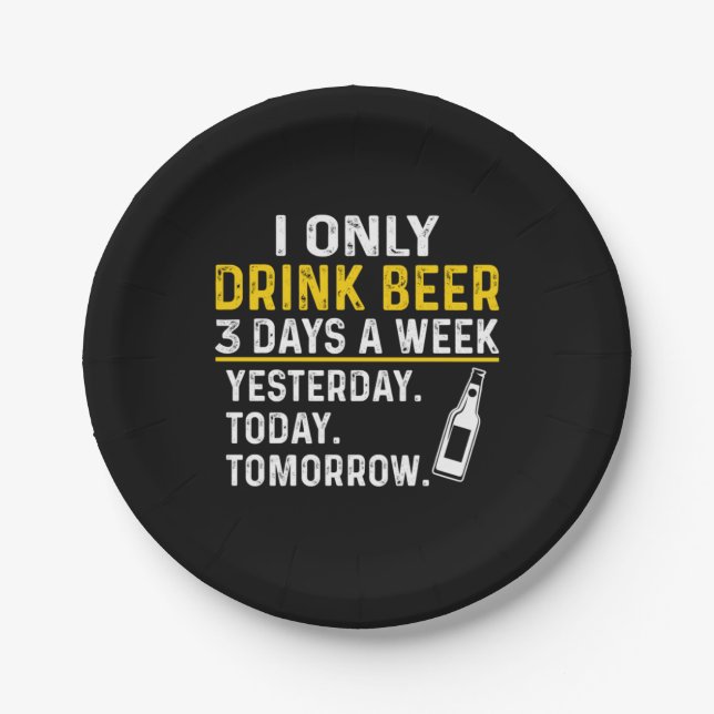 Assiettes En Carton Buveur de bière Je ne bois que de la bière Anniver (Devant)