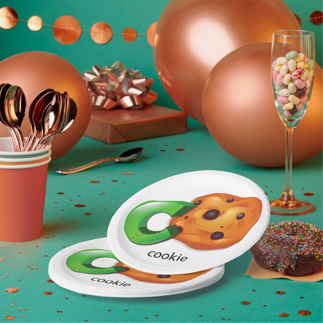 Assiettes En Carton C est pour Cookie Alphabet Letter Chocolate Chip (Créateur téléchargé)