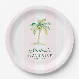 Assiettes En Carton Cabana Rayures Rose Pâle Anniversaire Palm Beach C