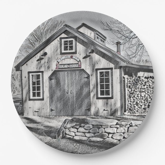 Assiettes En Carton Cabine De Sucre D'Érable À Parmelee Farm (Devant)