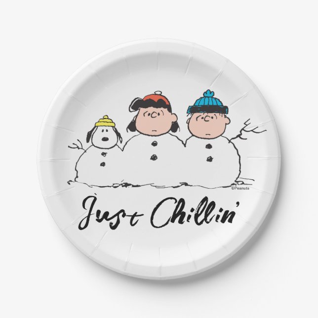 Assiettes En Carton cacahuètes | 3 Personne Snowman (Devant)
