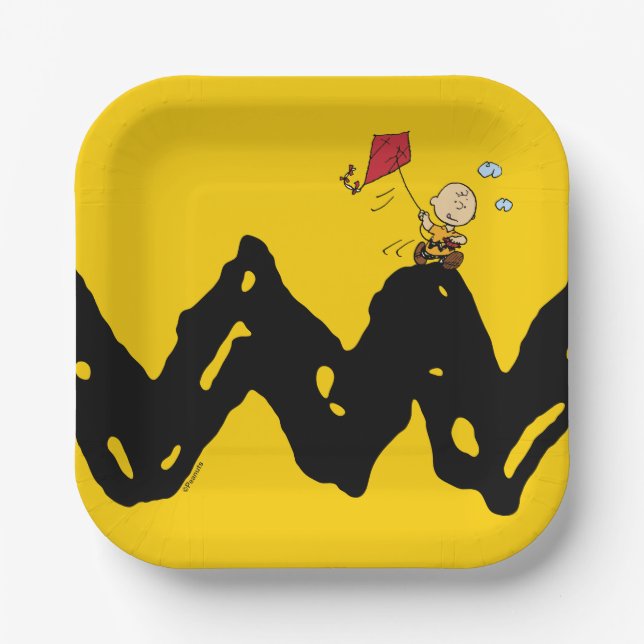 Assiettes En Carton cacahuètes | Charlie Brown volant Kite (Recto)