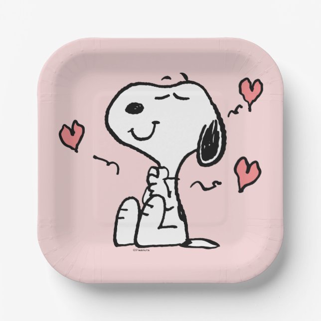 Assiettes En Carton cacahuètes | Coeurs de snoopy (Recto)