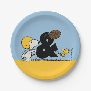 Assiettes En Carton cacahuètes   Football Snoopy & Woodstock