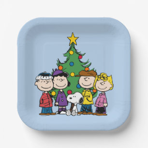 Assiettes En Carton cacahuètes La Bande autour de l'arbre de Noël