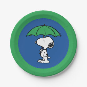 Assiettes En Carton cacahuètes   Parapluie vert Snoopy