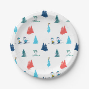 Assiettes En Carton cacahuètes   Ski d'hiver Motif des pistes