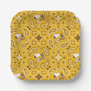 Assiettes En Carton cacahuètes   Snoopy Bandana Cowboy