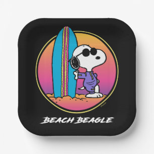 Assiettes En Carton cacahuètes   Snoopy Beach Beagle